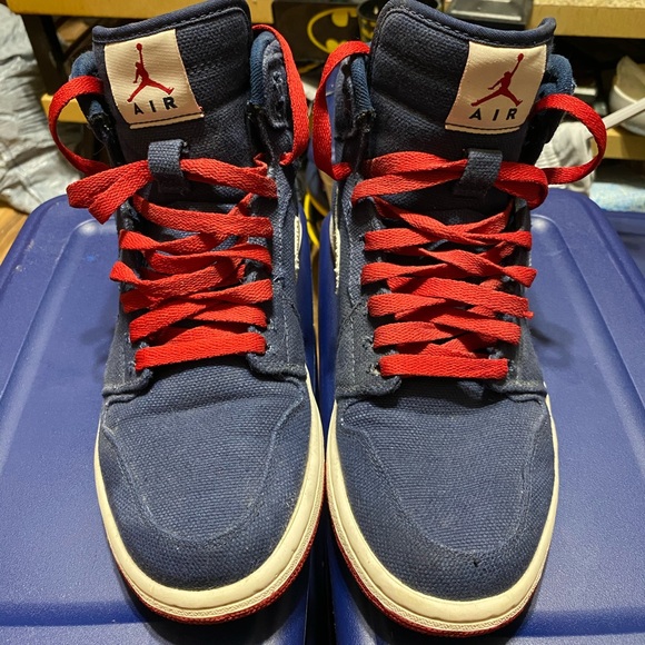Nike Air Jordan Midnight Blue & Red Canvas - Picture 3 of 5